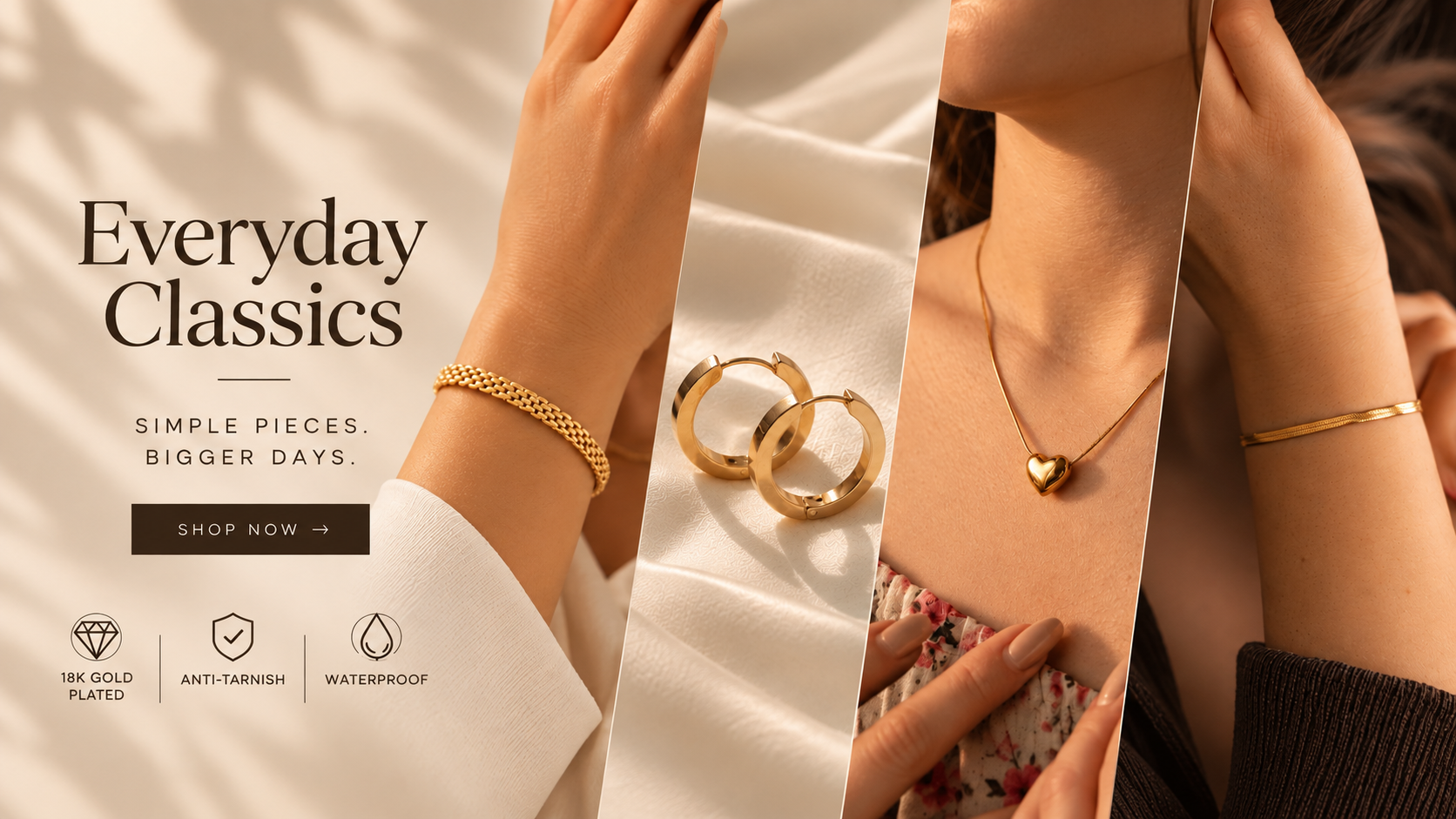 SHAURA everyday classics in 18K gold-plated, anti-tarnish and waterproof jewellery